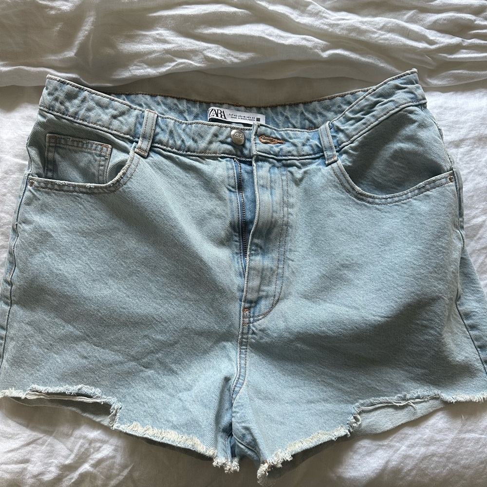 Zara Blue High-Waisted Jean Shorts
